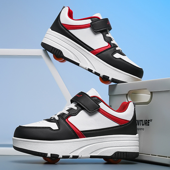 Detské korčule s dvojradovými kolieskami, unisex, PU kolieska, odnímateľný dizajn