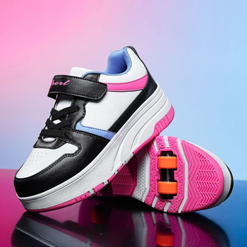 Detské korčule s dvojradovými kolieskami, unisex, PU kolieska, odnímateľný dizajn