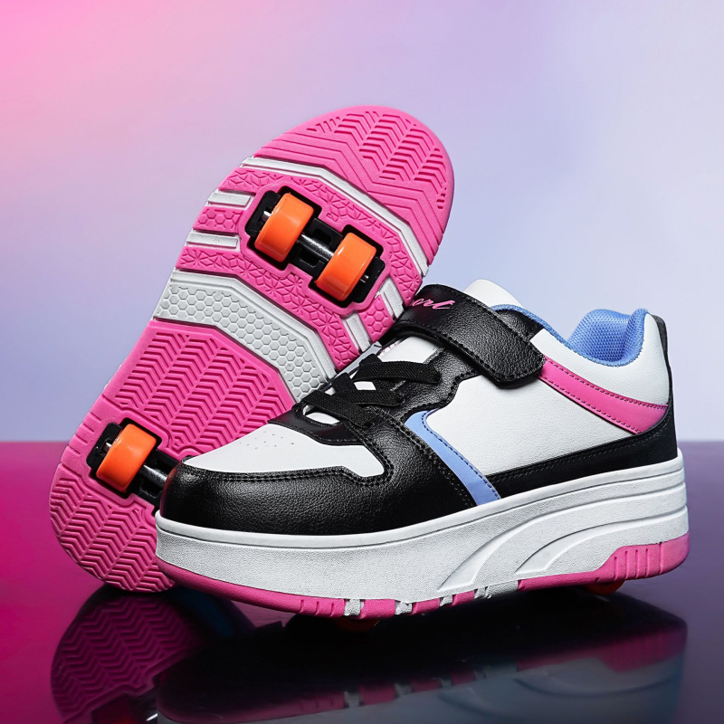 Detské korčule s dvojradovými kolieskami, unisex, PU kolieska, odnímateľný dizajn