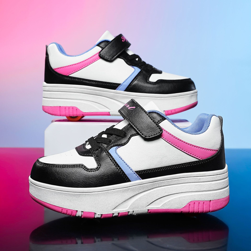 Detské korčule s dvojradovými kolieskami, unisex, PU kolieska, odnímateľný dizajn