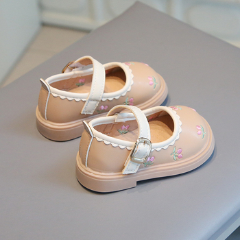 Kožené topánky pre dievčatko – Kórejský štýl, vrchná časť zo syntetickej kože, zapínanie na suchý zips, vek 12–36 mesiacov, jar a jeseň