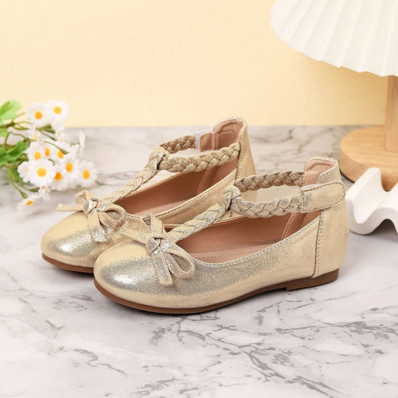 Pantofi cu talpă plată pentru fetițe, închidere Velcro, exterior: Super Fiber, căptușire: piele, talpă: cauciuc, respirabili, anti-derapare, stil european-american