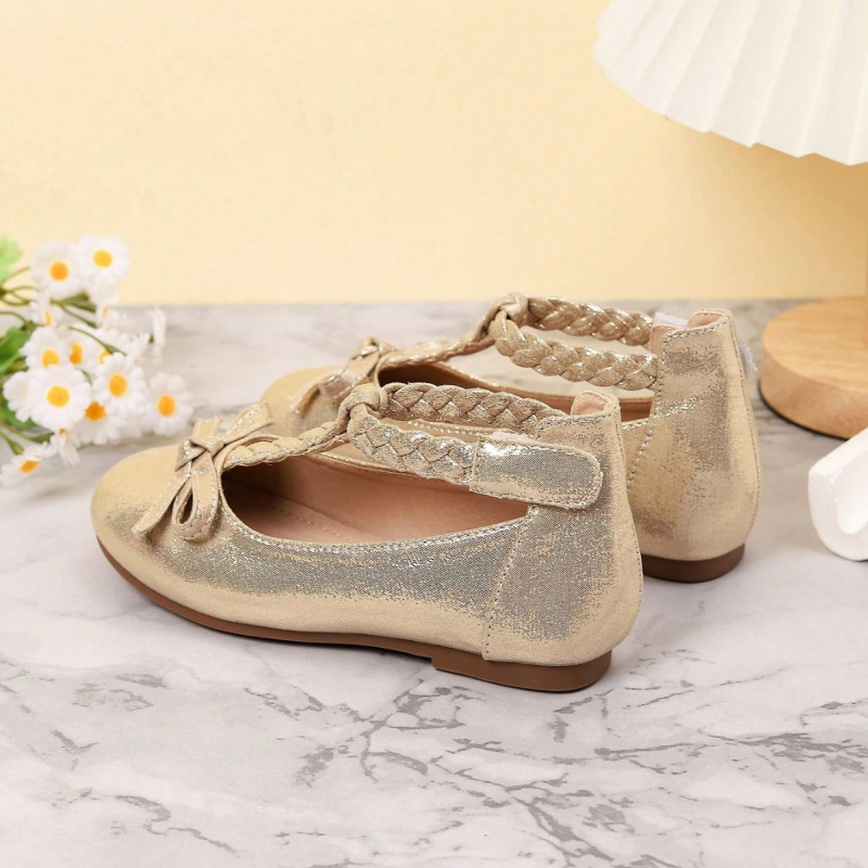 Pantofi cu talpă plată pentru fetițe, închidere Velcro, exterior: Super Fiber, căptușire: piele, talpă: cauciuc, respirabili, anti-derapare, stil european-american