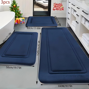 Απορροφητικό χαλάκι δαπέδου εισόδου και μπάνιου, πολυεστερικό ύφασμα, ανάγλυφη υφή, τετράγωνο σχήμα, πλένεται στο πλυντήριο, μοντέρνο μινιμαλιστικό στυλ