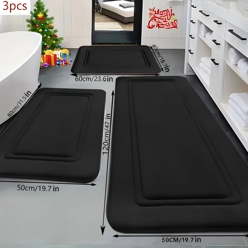 Απορροφητικό χαλάκι δαπέδου εισόδου και μπάνιου, πολυεστερικό ύφασμα, ανάγλυφη υφή, τετράγωνο σχήμα, πλένεται στο πλυντήριο, μοντέρνο μινιμαλιστικό στυλ