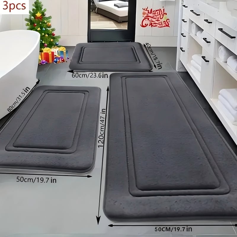 Απορροφητικό χαλάκι δαπέδου εισόδου και μπάνιου, πολυεστερικό ύφασμα, ανάγλυφη υφή, τετράγωνο σχήμα, πλένεται στο πλυντήριο, μοντέρνο μινιμαλιστικό στυλ