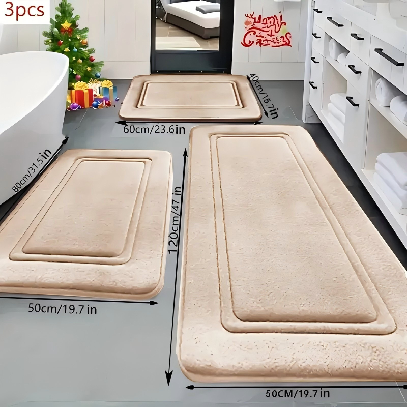 Απορροφητικό χαλάκι δαπέδου εισόδου και μπάνιου, πολυεστερικό ύφασμα, ανάγλυφη υφή, τετράγωνο σχήμα, πλένεται στο πλυντήριο, μοντέρνο μινιμαλιστικό στυλ