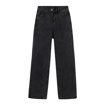 Traperice visokog struka, denim, pamuk 70-80%, široke nogavice, korejski stil, jesen 2022