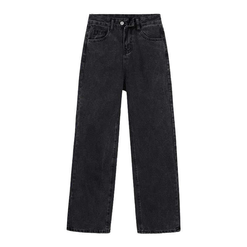 Traperice visokog struka, denim, pamuk 70-80%, široke nogavice, korejski stil, jesen 2022