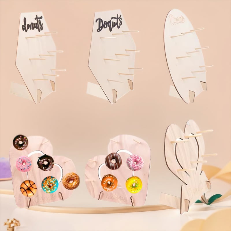 Drevený stojan na dezerty so základňou na narodeninové a svadobné donut displeje – Boxwood, Xianping, moderný štýl