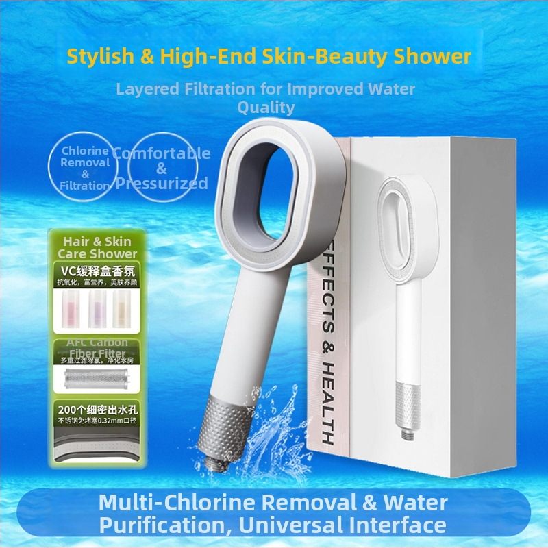 Ručná sprchová hlavica s aromaterapiou a filtrom z uhlíkových vlákien, ABS materiál, funkcie: postrek a dažďový sprch, model MU-001