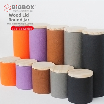 Čajová dóza v plechovej nádobe s dreveným vrchnákom, model T74, offset tlač