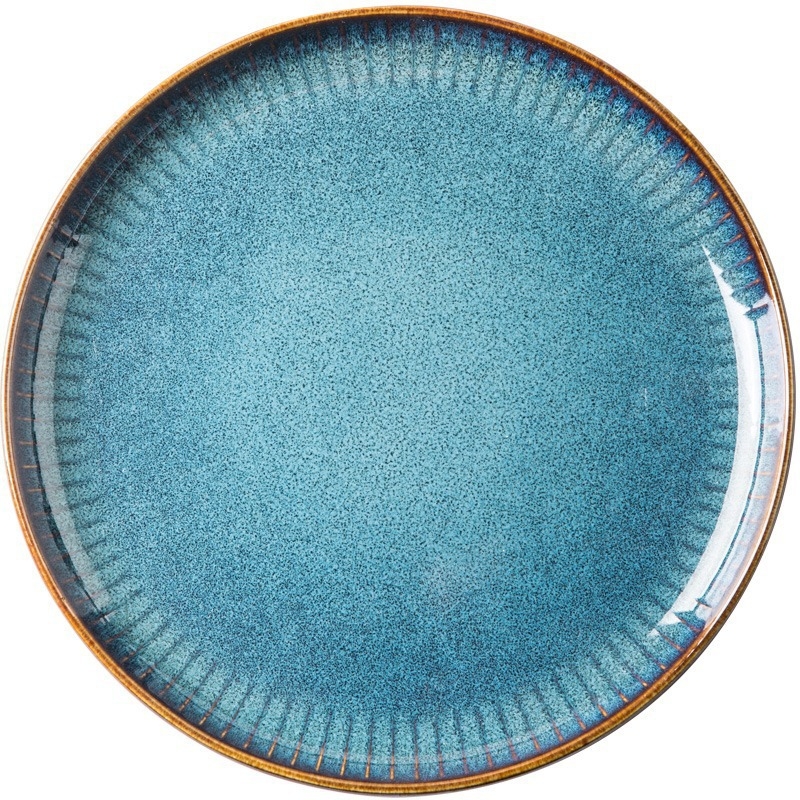 Porcelánový jedálenský servis — okrúhle misy a tanier, vhodný do mikrovlnky, glazúrovaný povrch v peci, svetlý luxus retro štýl