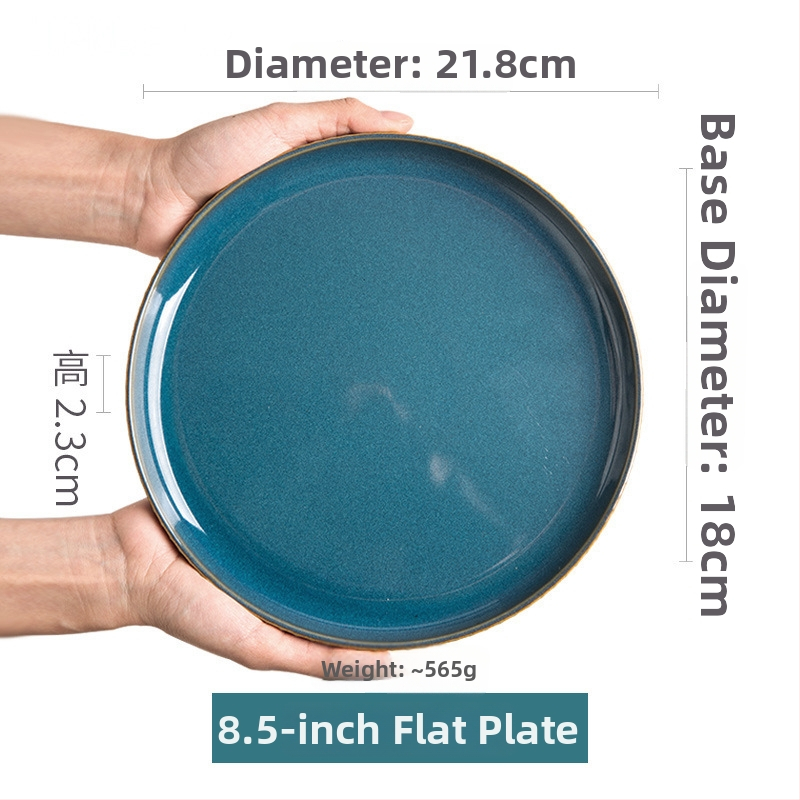 Porcelánový jedálenský servis — okrúhle misy a tanier, vhodný do mikrovlnky, glazúrovaný povrch v peci, svetlý luxus retro štýl