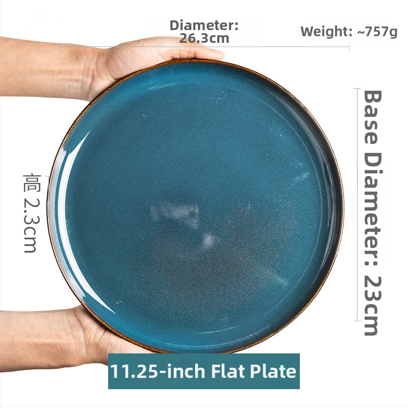 Porcelánový jedálenský servis — okrúhle misy a tanier, vhodný do mikrovlnky, glazúrovaný povrch v peci, svetlý luxus retro štýl