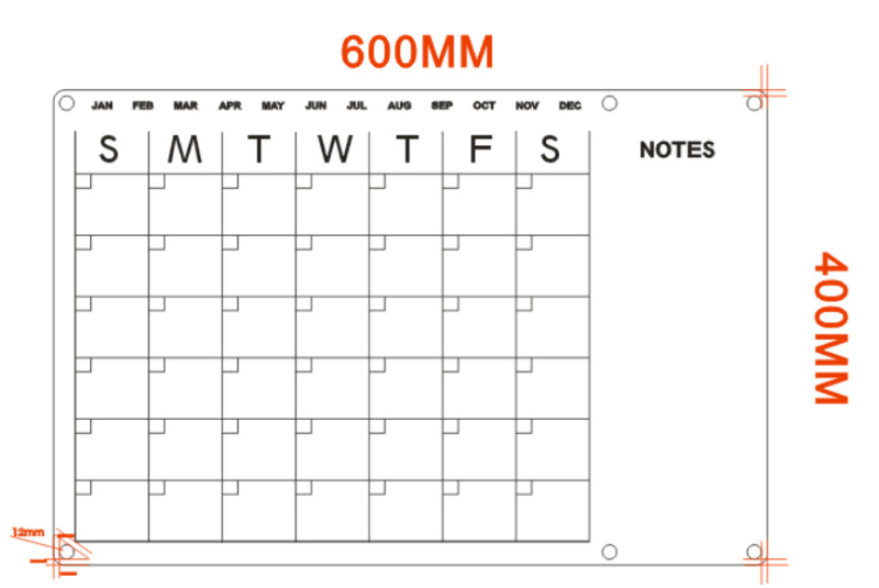 Priehľadná akrylová tabuľa na písanie s týždenným rozvrhom, magnetická poznámková tabuľka k chladničke, možnosť prispôsobenia (Materiál: syntetická živica; Rozmery: 400×300×2.5/2.8 mm; Štýl: moderný)