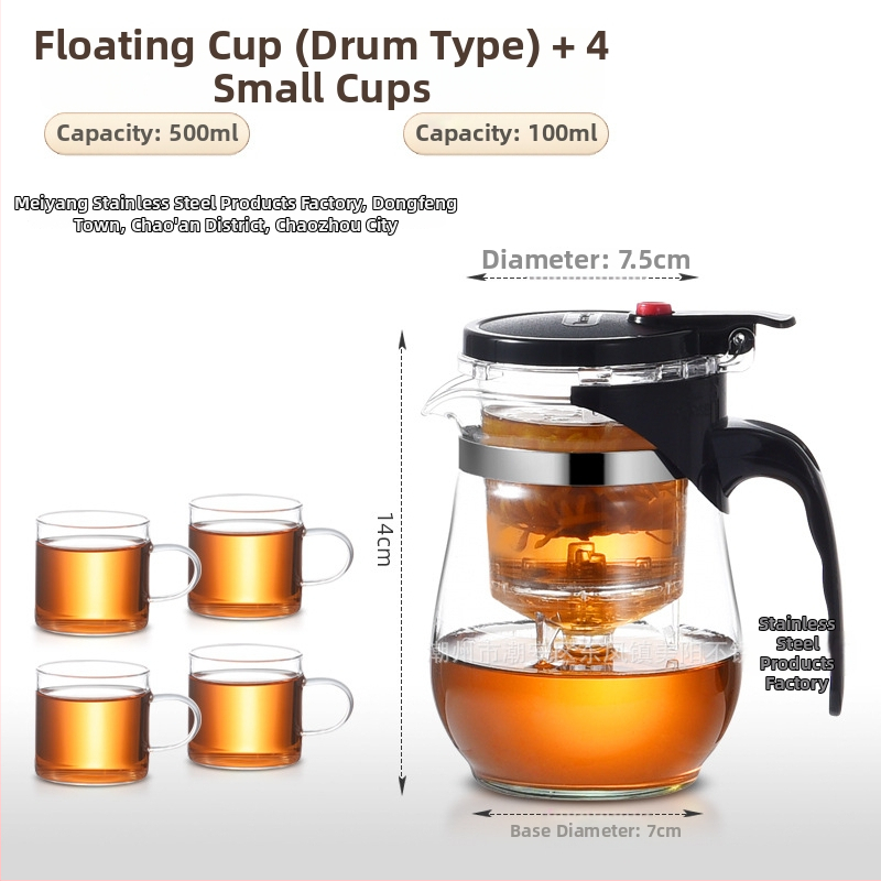 Sklenený čajník s integrovaným filtrom – teplovzdorný, moderný minimalistický dizajn