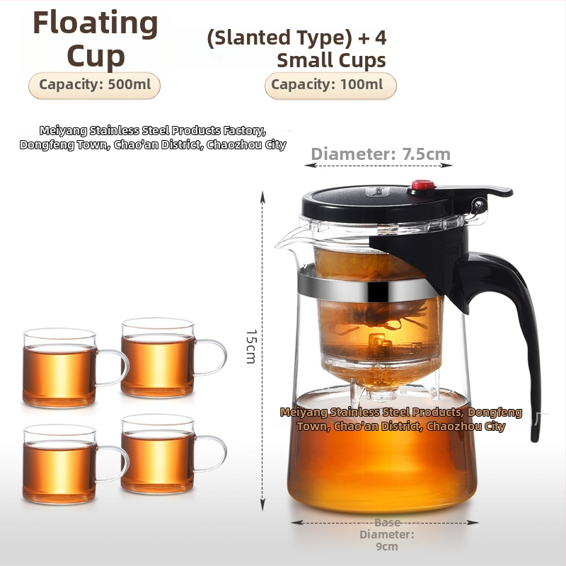 Sklenený čajník s integrovaným filtrom – teplovzdorný, moderný minimalistický dizajn