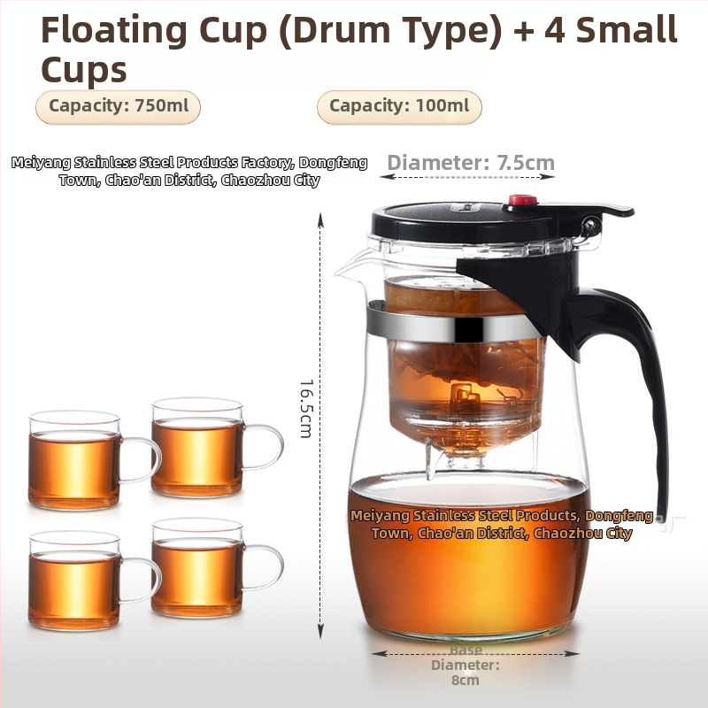 Sklenený čajník s integrovaným filtrom – teplovzdorný, moderný minimalistický dizajn