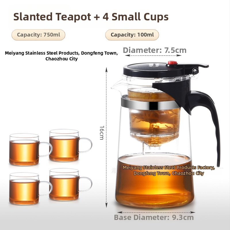 Sklenený čajník s integrovaným filtrom – teplovzdorný, moderný minimalistický dizajn