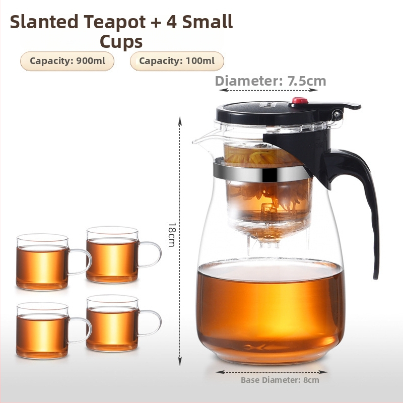 Sklenený čajník s integrovaným filtrom – teplovzdorný, moderný minimalistický dizajn