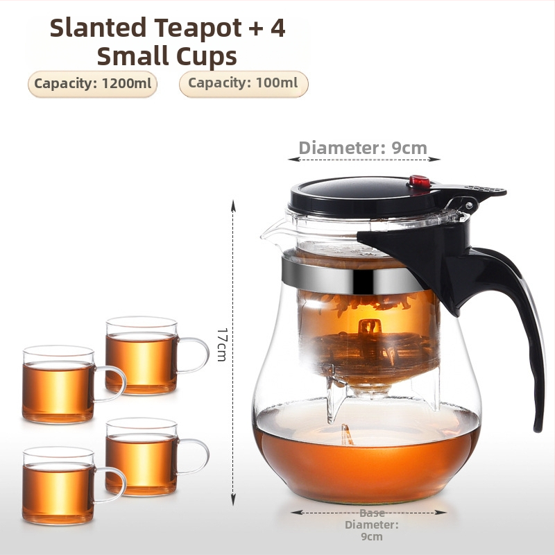 Sklenený čajník s integrovaným filtrom – teplovzdorný, moderný minimalistický dizajn