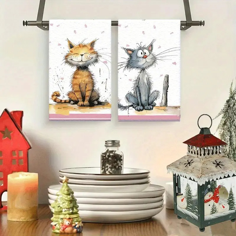 Кухненска кърпа с мотив елха и снежен човек - Xiangze, лен 150D, печатана, тегло 80-100g