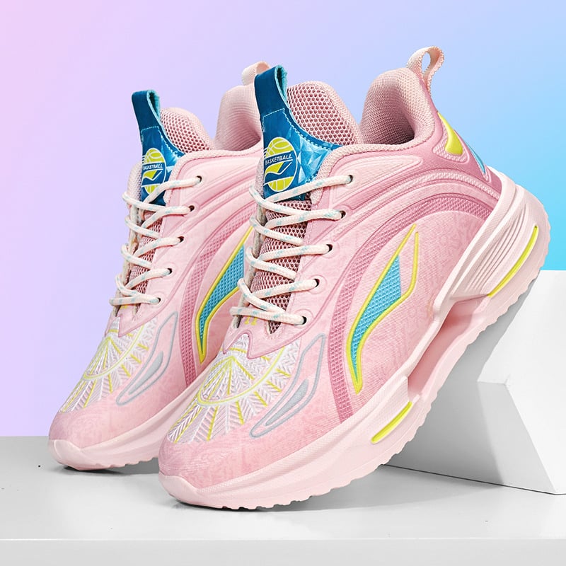 Detské basketbalové tenisky, vrchný materiál z pravej kože, priedušná sieťovinová výstelka, technológia tlmenia gélom, protivšmyková gumová podrážka, predné šnurovanie