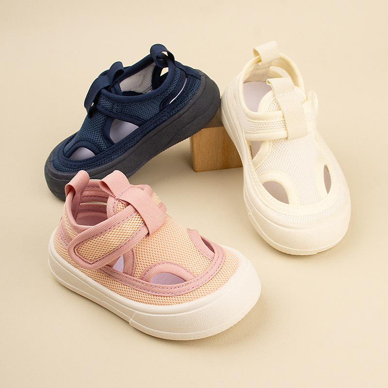 Унисекс детски спортни сандали с дишаща мрежеста горна част, еластичен горен материал, велкро закопчаване и мека подметка от TPR