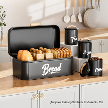 Box na skladovanie chleba so uzavretým viečkom, Kovovo umelecké prvky + drevo, Moderný minimalistický štýl, Personalizácia k dispozícii, Tlač loga povolená, Viacúčelové skladovanie