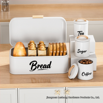 Box na skladovanie chleba so uzavretým viečkom, Kovovo umelecké prvky + drevo, Moderný minimalistický štýl, Personalizácia k dispozícii, Tlač loga povolená, Viacúčelové skladovanie