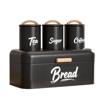 Box na skladovanie chleba so uzavretým viečkom, Kovovo umelecké prvky + drevo, Moderný minimalistický štýl, Personalizácia k dispozícii, Tlač loga povolená, Viacúčelové skladovanie