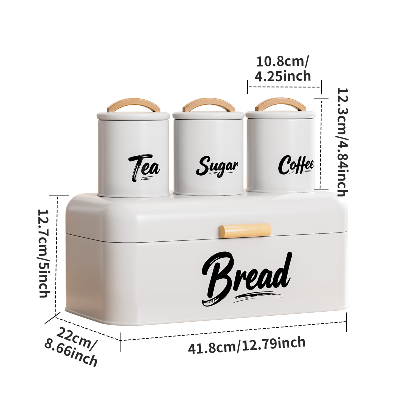 Box na skladovanie chleba so uzavretým viečkom, Kovovo umelecké prvky + drevo, Moderný minimalistický štýl, Personalizácia k dispozícii, Tlač loga povolená, Viacúčelové skladovanie