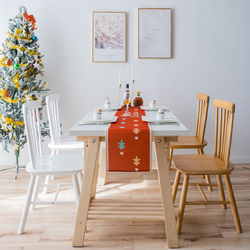 Τραπεζομάντηλο-τραβέρσα με γιορτινό μοτίβο, μοντέρνο μινιμαλιστικό στυλ, ύφασμα μίξης 90% πολυεστέρα; για μελέτη, εξωτερικούς χώρους, εστιατόριο, μπάνιο, μπαλκόνι, παιδικό δωμάτιο