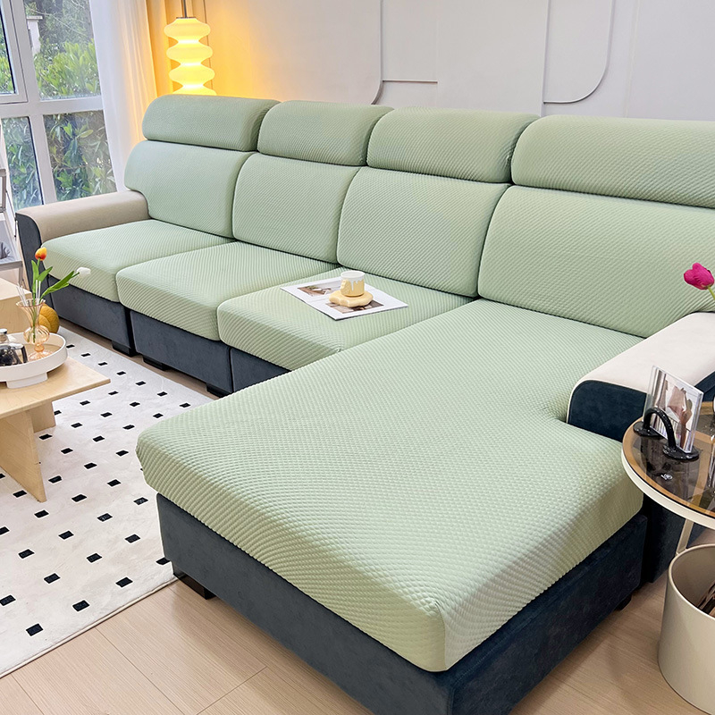 Husă canapea modulară — Material Ice Silk, Culoare solidă, Stil minimalist, Set complet