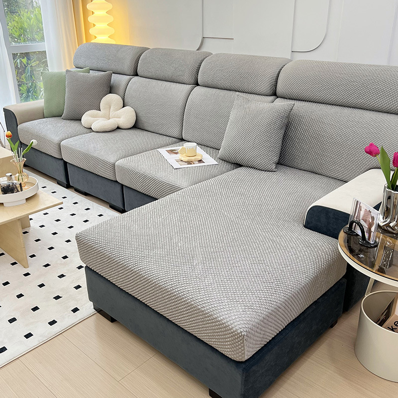 Husă canapea modulară — Material Ice Silk, Culoare solidă, Stil minimalist, Set complet