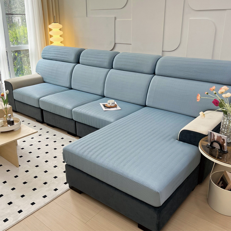 Husă canapea modulară — Material Ice Silk, Culoare solidă, Stil minimalist, Set complet