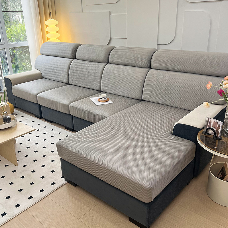 Husă canapea modulară — Material Ice Silk, Culoare solidă, Stil minimalist, Set complet