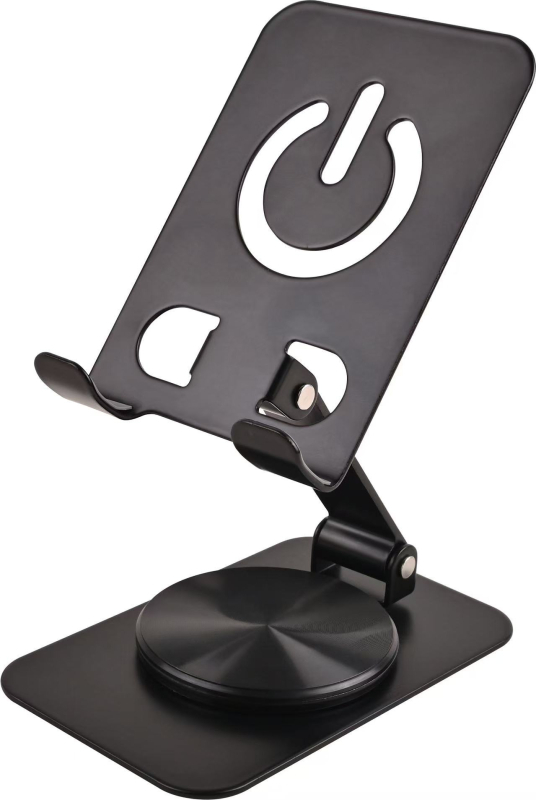 Suport de birou pentru telefon și tabletă, rotativ și pliere; materiale: ABS, gel de siliciu, aliaj de aluminiu, placă din oțel carbon; compatibil cu telefoane și tablete