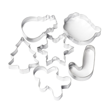 Sada 6 nerezových formičiek na koláčiky v tvare vianočného perníkového mužíka