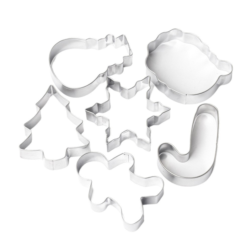 Sada 6 nerezových formičiek na koláčiky v tvare vianočného perníkového mužíka