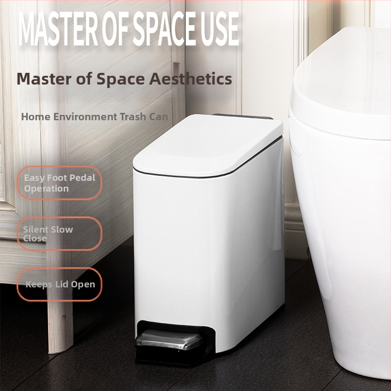 Pravouhlý 6 L odpadkový kôš z nerezovej ocele, pedálový, pre domácnosť, tenký kryt
