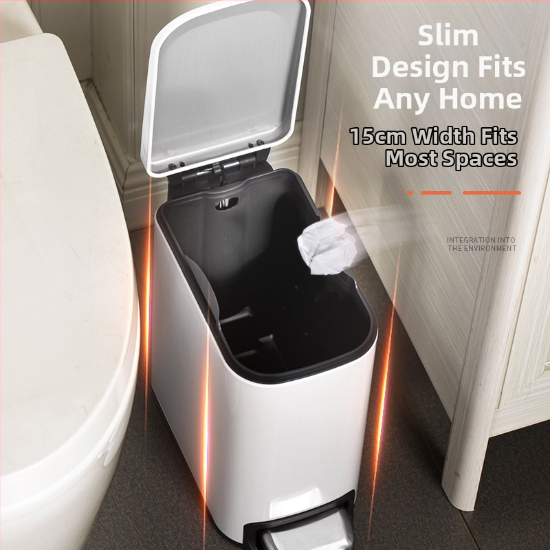 Pravouhlý 6 L odpadkový kôš z nerezovej ocele, pedálový, pre domácnosť, tenký kryt