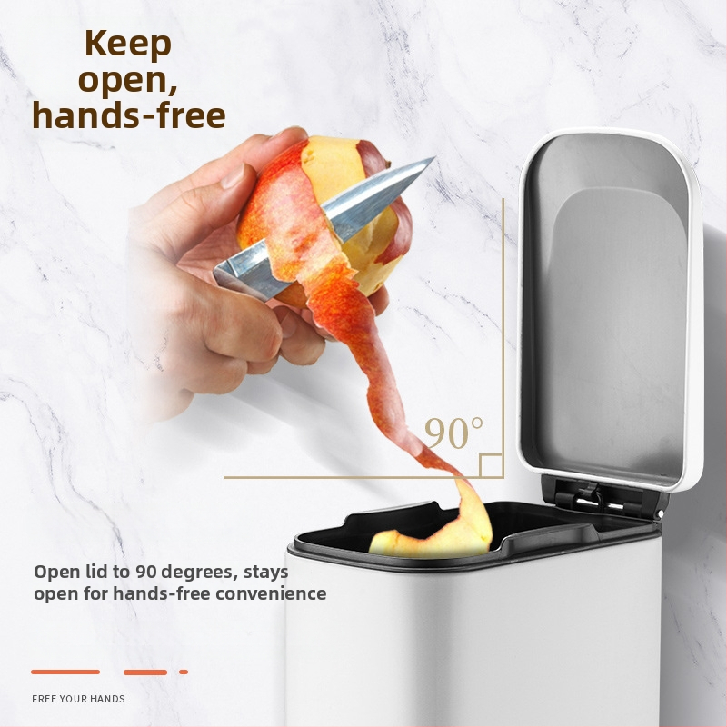 Pravouhlý 6 L odpadkový kôš z nerezovej ocele, pedálový, pre domácnosť, tenký kryt