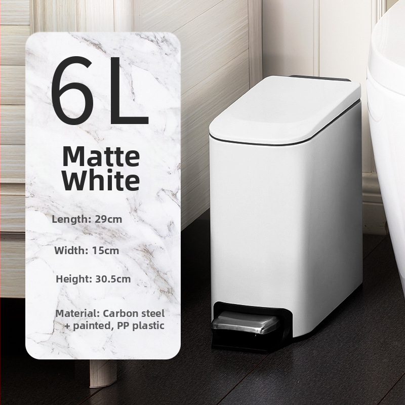 Pravouhlý 6 L odpadkový kôš z nerezovej ocele, pedálový, pre domácnosť, tenký kryt