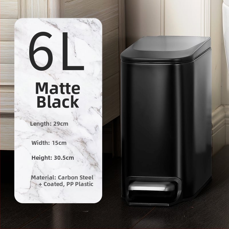 Pravouhlý 6 L odpadkový kôš z nerezovej ocele, pedálový, pre domácnosť, tenký kryt