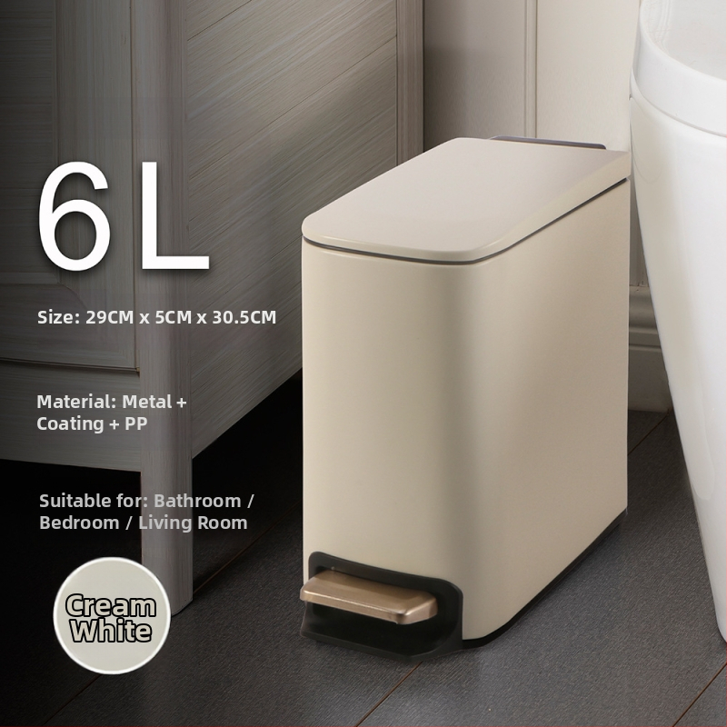 Pravouhlý 6 L odpadkový kôš z nerezovej ocele, pedálový, pre domácnosť, tenký kryt