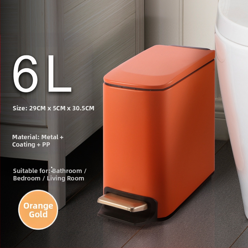 Pravouhlý 6 L odpadkový kôš z nerezovej ocele, pedálový, pre domácnosť, tenký kryt