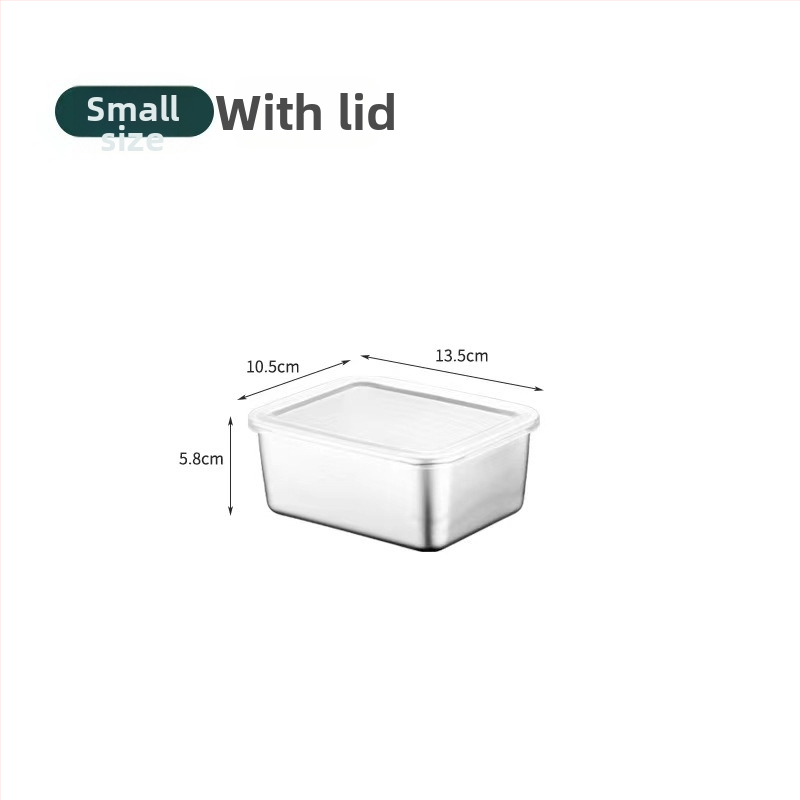 Nerezová oceľová obdĺžniková nádoba do chladničky s viečkom, tesniaca na uskladnenie potravín