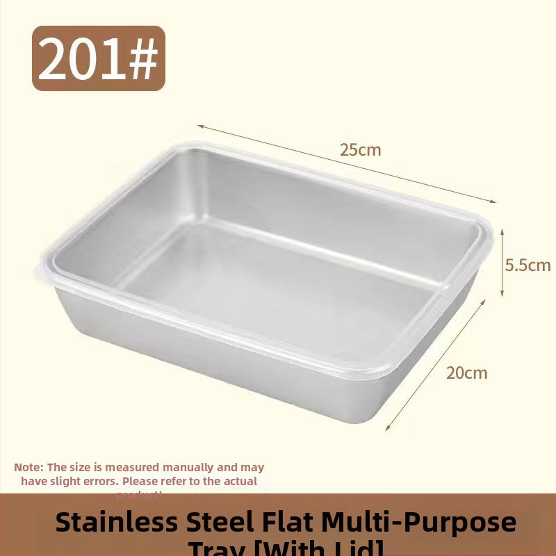 Nerezová oceľová obdĺžniková nádoba do chladničky s viečkom, tesniaca na uskladnenie potravín